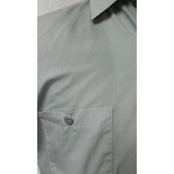 Sears 1970s Vintage Perma Press Short Sleeve Gray Button-Up Work Shirt M 15x15.5 - Picture 4 of 11